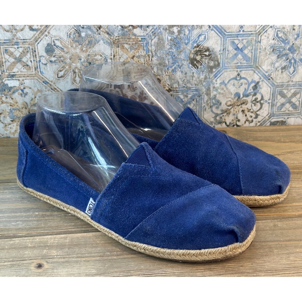 TOMS Alpargata Suede Espadrille Slip On Flats Shoes Women 7.5 Blue